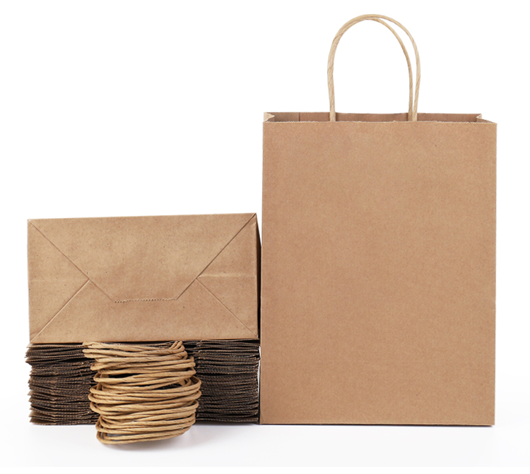 Custom logo Printed Disposable Brown Kraft Paper Bag Food Take Out Shopping Gift Paper Bags With Handle - Image 4