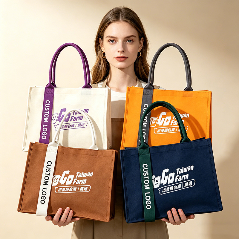 Designer Customized Size Logo for Custom Large Capacity Reusable with Streamer Cotton Canvas Bag for Shopping Tote Bags - Image 2