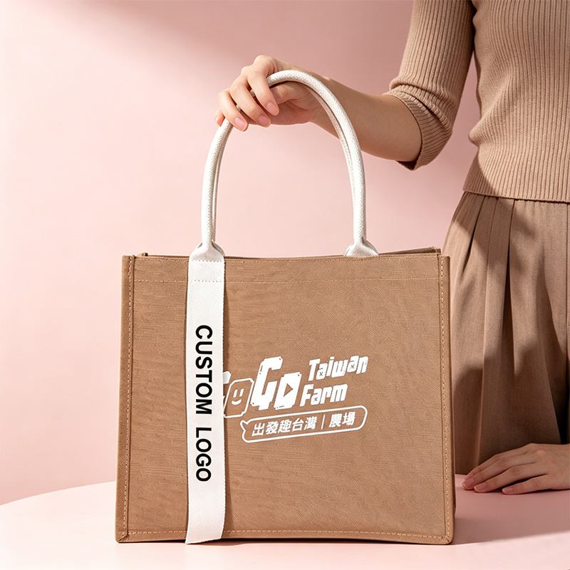 Designer Customized Size Logo for Custom Large Capacity Reusable with Streamer Cotton Canvas Bag for Shopping Tote Bags - Image 3