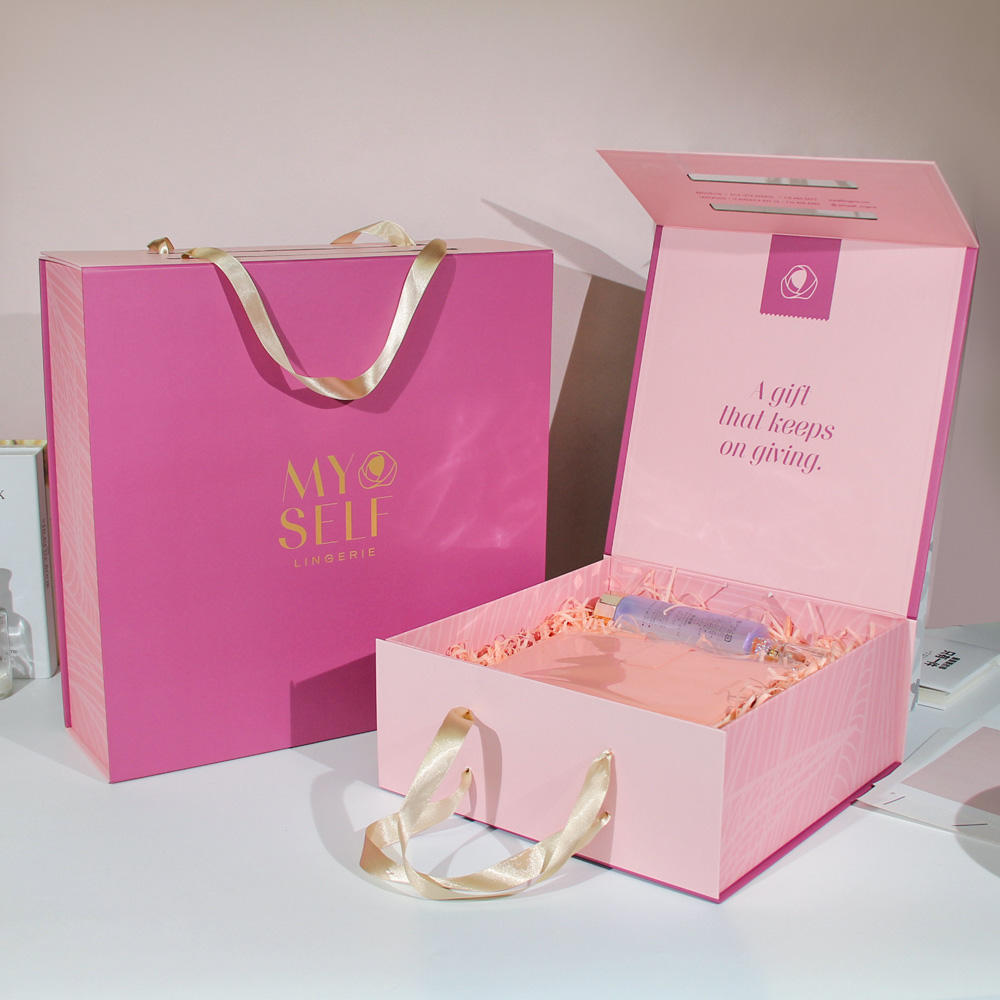 Wholesale Luxury Bespoke Custom Logo Rigid Cardboard Magnetic Paper Gift Folding Boxes With Ribbon Closure for Wedding Dress