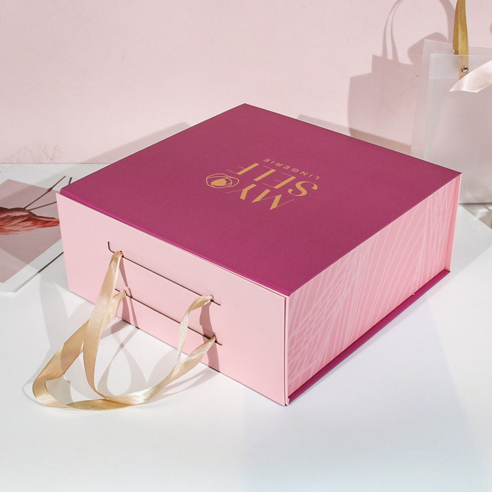 Wholesale Luxury Bespoke Custom Logo Rigid Cardboard Magnetic Paper Gift Folding Boxes With Ribbon Closure for Wedding Dress - Image 3